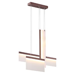 PENDENTE PATUÁ BRANCO E MARROM (C)9CM (L)81CM (A)66CM  12W + 18W + 24W 2700K 2311LM
