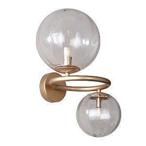ARANDELA OXALA DOURADO E TRANSP (C)33.5CM (L)26CM (A)39CM  2XG9 50W