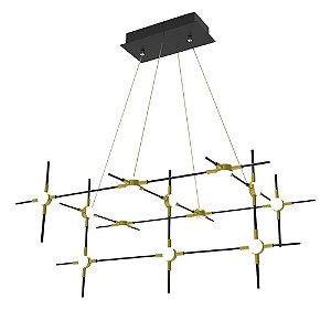 PENDENTE LINK DOURADO PRETO E BRANCO (C)80CM (L)56CM (A)36CM  12X4W 3000K 2400LM