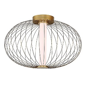 PLAFON LANTERNA DOURADO E BRANCO (D)40CM (A)25CM  1X12W 3000K 600LM