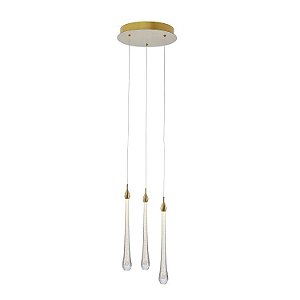 PENDENTE GOCCIA DOURADO E TRANSP (D)30CM (A)41CM  3X3W 3000K 480LM