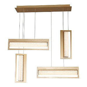 PENDENTE GLITTER DOURADO E TRANSP (C)85CM (L)16CM (A)71CM  1X40W 3000K 2000LM