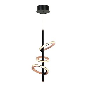 PENDENTE GINGA ROSE GOLD E PRETO (D)23.5CM (A)52CM  2 X 4,3W + 3 X 6,1W 3000K 825LM