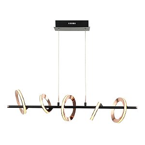 PENDENTE GINGA ROSE GOLD E PRETO (C)19CM (L)85CM (A)24.5CM  2 X 4,3W + 3 X 6,1W 3000K 1345LM