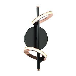 ARANDELA GINGA ROSE GOLD E PRETO (C)17CM (L)37CM (A)16CM  2X4,3W 3000K 430LM
