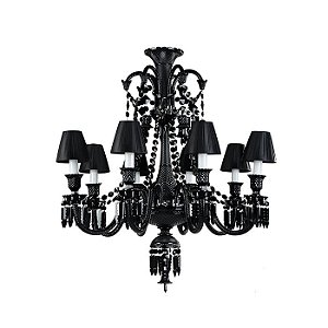 LUSTRE GALLERY CROMADO E PRETO (D)85CM (A)96CM  8XE14 320W