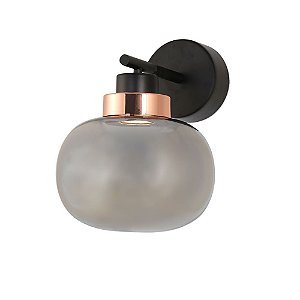 ARANDELA FOG ROSE GOLD  PRETO E FUME (D)22CM (L)29.5CM (A)29CM  1X10W 3000K 524LM