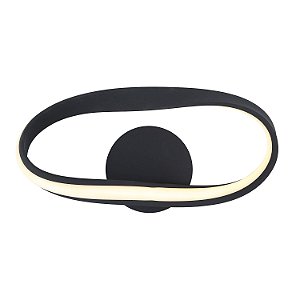 ARANDELA FLOW PRETO (C)38CM (L)23CM (A)12CM  1X12W 3000K 600LM
