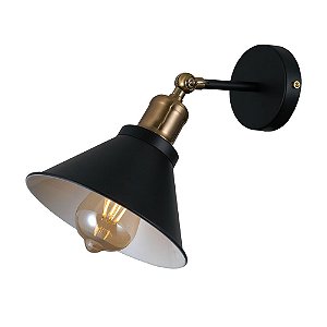 ARANDELA FACTORY PRETO E DOURADO (C)27CM (L)18CM (A)25CM  1XE27 40W