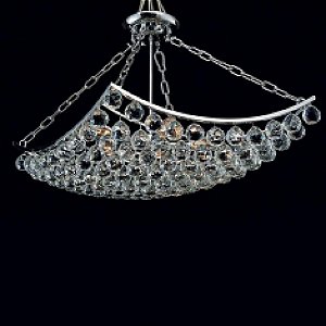 LUSTRE EZE 46CM X 80CM X 50CM  5XE14 127V / 220V CROMADO E TRANSP