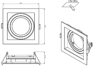 SPOT DE EMBUTIR CONECTA ABS BRANCO (C)13CM (L)13CM (A)4.35 CM  1XGU10 AR70