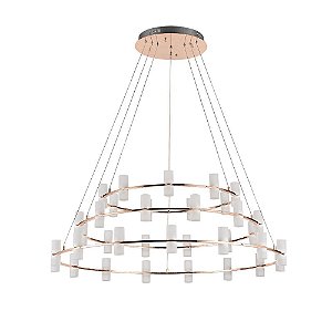 PENDENTE CANDEL FRENCH GOLD E BRANCO  (D)100CM (A)61CM  72X2W 3000K 11520LM