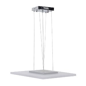 PENDENTE  METAL D 60CM X 5CM  1 X LED 10W 127V / 220V BRANCO E PRATA