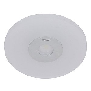 PLAFON  METAL E VIDRO D 26CM X 5,5CM  1 X LED 6,6W 127V / 220V ESCOVADO E BRANCO