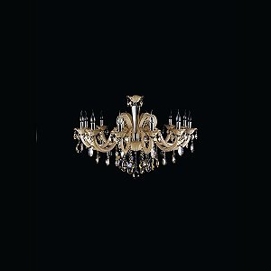 LUSTRE GALLERY D 100CM X 72CM  12XE14 127V / 220V CHAMPAGNE E CROMADO
