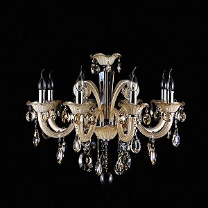 LUSTRE GALLERY D 74CM X 62CM  8XE14 127V / 220V CHAMPAGNE E CROMADO