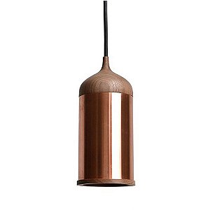 PENDENTE COPE D 11CM X 30CM  1XE14 127V / 220V COBRE E NATURAL
