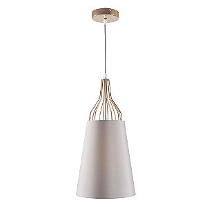 PENDENTE LAN D 23CM X 48CM  1 X A60 40W DOURADO E CINZA