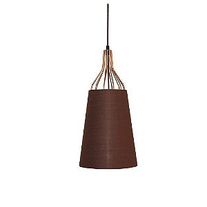 PENDENTE LAN D 23CM X 48CM  1XE27 127V / 220V COBRE E MARROM