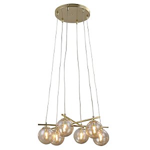 PENDENTE ASTA DOURADO E CHAMPAGNE (D)50CM (A)18CM  6XG9 150W
