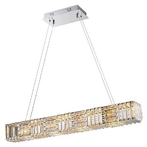 PENDENTE PYXIS 92CM X 12CM X 11CM   LED 32W 127V / 220V CROMADO E TRANSP