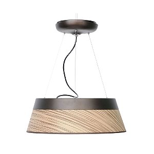PENDENTE  MADEIRA E METAL D 55CM X 18CM  1 X LED 43W 127V / 220V MARROM E NATURAL