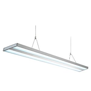 PENDENTE KALHA 13,5CM X 59,5CM X 3CM  2XT8 127V BRANCO E PRATA