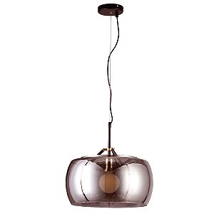 PENDENTE NOBU D 40CM X 31CM  1 X A60 40W PRETO / DOURADO E FUME