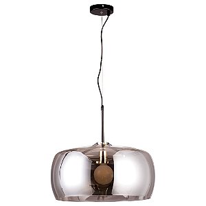 PENDENTE NOBU D 50CM X 31CM  1 X A60 40W PRETO / DOURADO E FUME