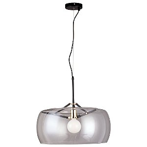 PENDENTE NOBU D 50CM X 31CM  1 X A60 40W PRETO / DOURADO E TRANSP