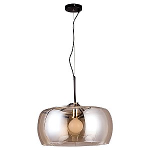 PENDENTE NOBU D 50CM X 31CM  1 X A60 40W PRETO / DOURADO E AMBAR