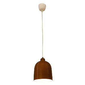PENDENTE KANPUR D 18CM X 20CM  1XE27 127V / 220V MARROM E BRANCO