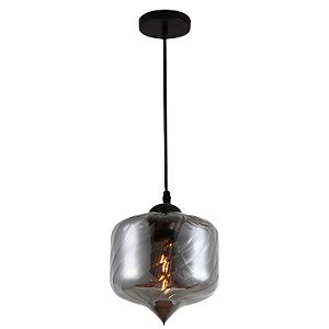 PENDENTE HANOI D 18CM X 21,5CM  1XG9 127V / 220V PRETO E FUME