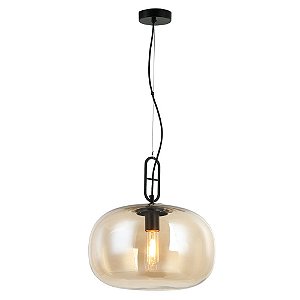PENDENTE KHAO D 35CM X 36,5CM  1XE27 127V / 220V PRETO E CHAMPAGNE