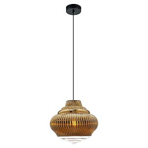 PENDENTE FUZY D 27,5CM X 25CM  1XE27 127V / 220V DOURADO E TRANSP
