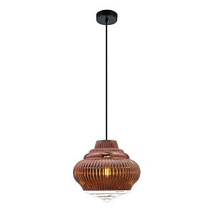 PENDENTE FUZY D 27,5CM X 25CM  1XE27 127V / 220V COBRE E TRANSP