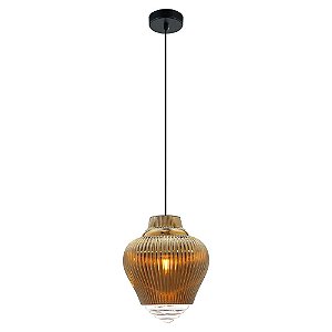PENDENTE FUZY D 23CM X 28CM  1XE27 127V / 220V DOURADO E TRANSP