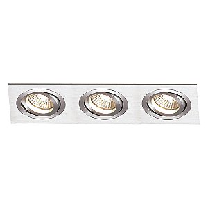 SPOT DE EMBUTIR ECCO 12CM X 36CM X 2,5CM  3XE27 127V / 220V PRATA