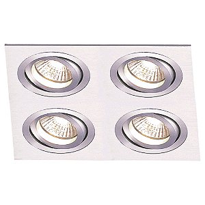 SPOT DE EMBUTIR ECCO 34CM X 34CM X 5CM  4XGU10 127V / 220V PRATA