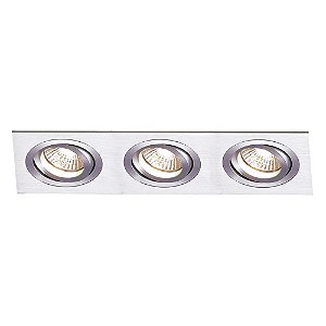 SPOT DE EMBUTIR ECCO 7,5CM X 22CM X 3CM  3XGU10 127V / 220V PRATA
