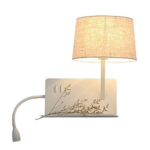 ARANDELA TUTI 35CM X 27CM X 37CM  1 X A60 + LED 3W BRANCO E BEGE