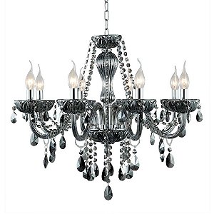 LUSTRE ANJOU CROMADO E FUME (D)66CM (A)58CM  8XE14 320W