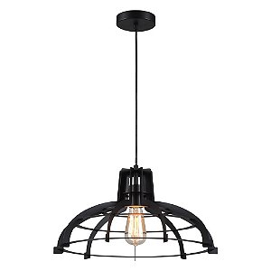 PENDENTE TAL D 49CM X 25CM  1XE27 127V / 220V PRETO