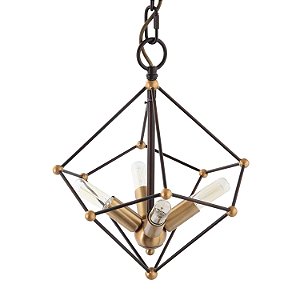 PENDENTE AXIS D 31CM X 38CM  4XE14 127V / 220V BRONZE E MARROM