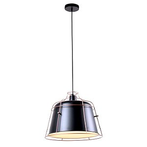 PENDENTE GRAD D 44CM X 35CM  1XE27 127V / 220V PRETO, DOURADO E BRANCO