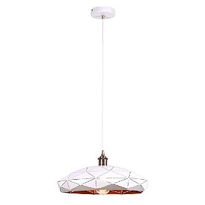 PENDENTE ORIGAMI D 42CM X 12CM  1XE27 127V / 220V DOURADO E BRANCO
