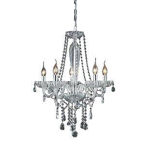 LUSTRE ANJOU CROMADO E TRANSP (D)58CM (A)635CM  5XE14 200W
