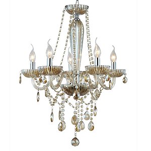 LUSTRE ANJOU CROMADO E CHAMPAGNE (D)58CM (A)63CM  5XE14 200W