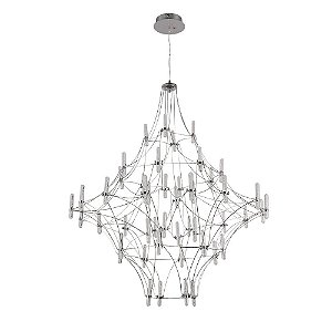 PENDENTE JUN D 103CM X 117CM  48 X LED 0,8W CROMADO E TRANSP