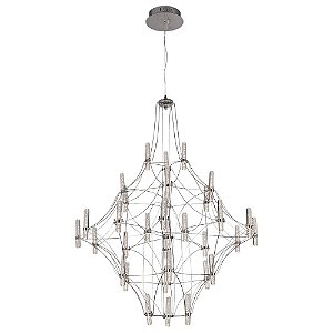 PENDENTE JUN D 78CM X 102CM  33 X LED 0,8W CROMADO E BRANCO FOSCO